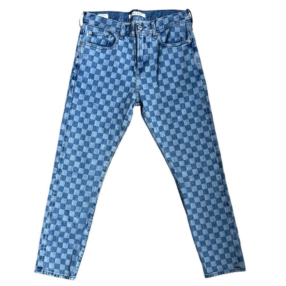 PACSUN Toby Slim Taper Vintage Men’s Checkered Loose Jeans Size 29